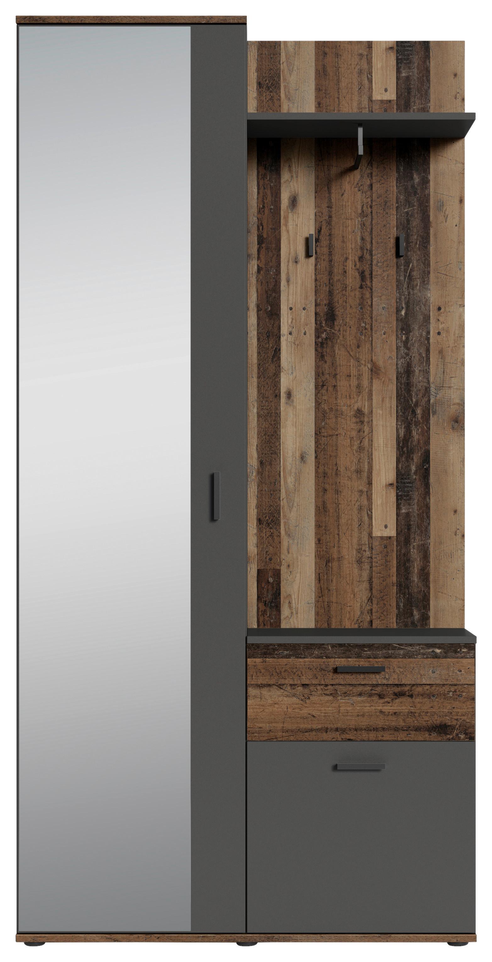 Garderobe Jakob Alteiche Dekor/Anthrazit B: 97 cm - Alteiche/Anthrazit, MODERN, Holzwerkstoff (97/195/30cm) - MID.YOU