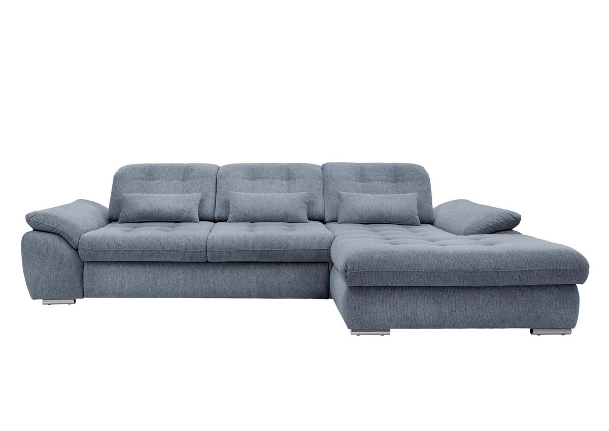 Ecksofa Rigatti mit Bettkasten ca. 314x184 cm Hellblau - Chromfarben/Anthrazit, MODERN, Textil/Metall (314/184cm) - Livetastic
