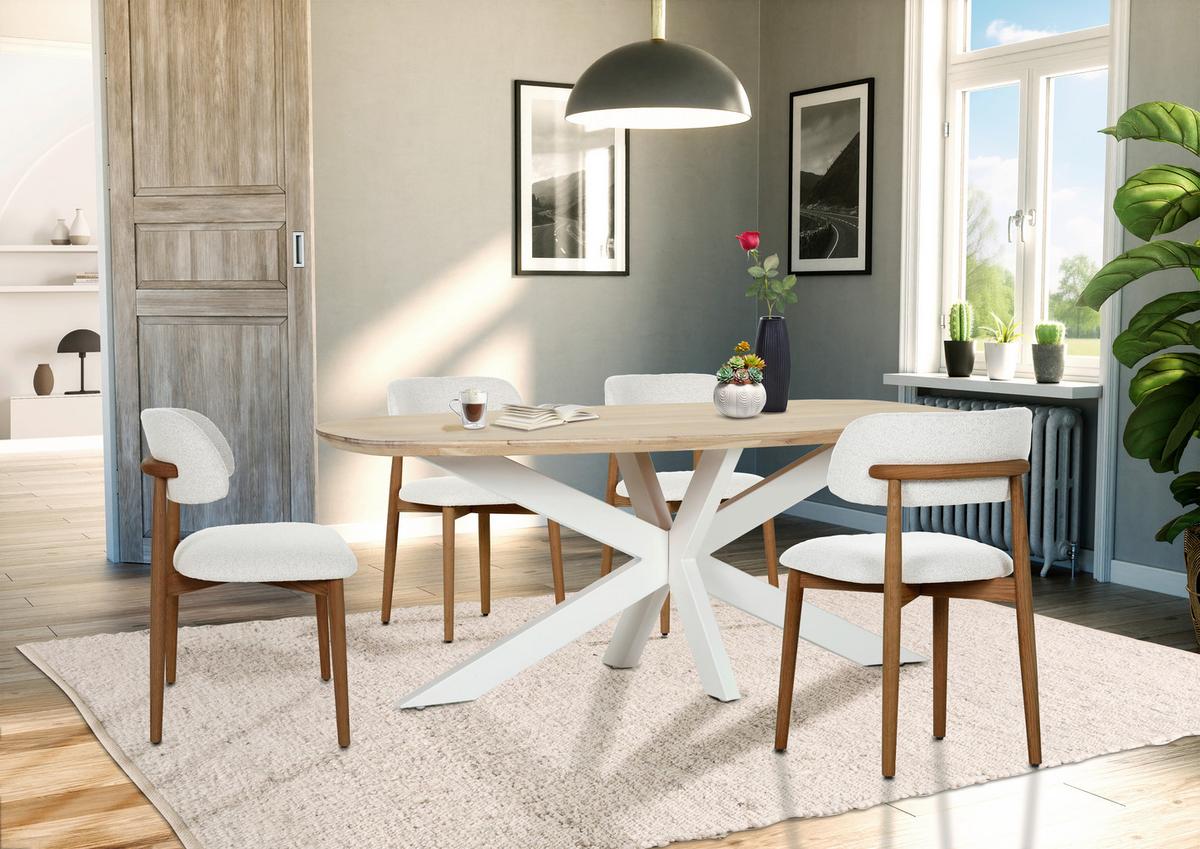 KRZESŁO FLOYD - beżowy/kolor orzechowy, Modern, drewno/tkanina (49/79/51cm) - Livetastic