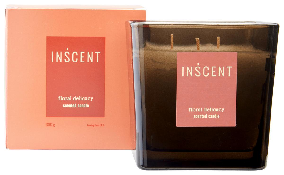 DUFTKERZE FLORAL DELICACY - Klar/Rot, Design, Glas (10/10/10cm) - Inscent