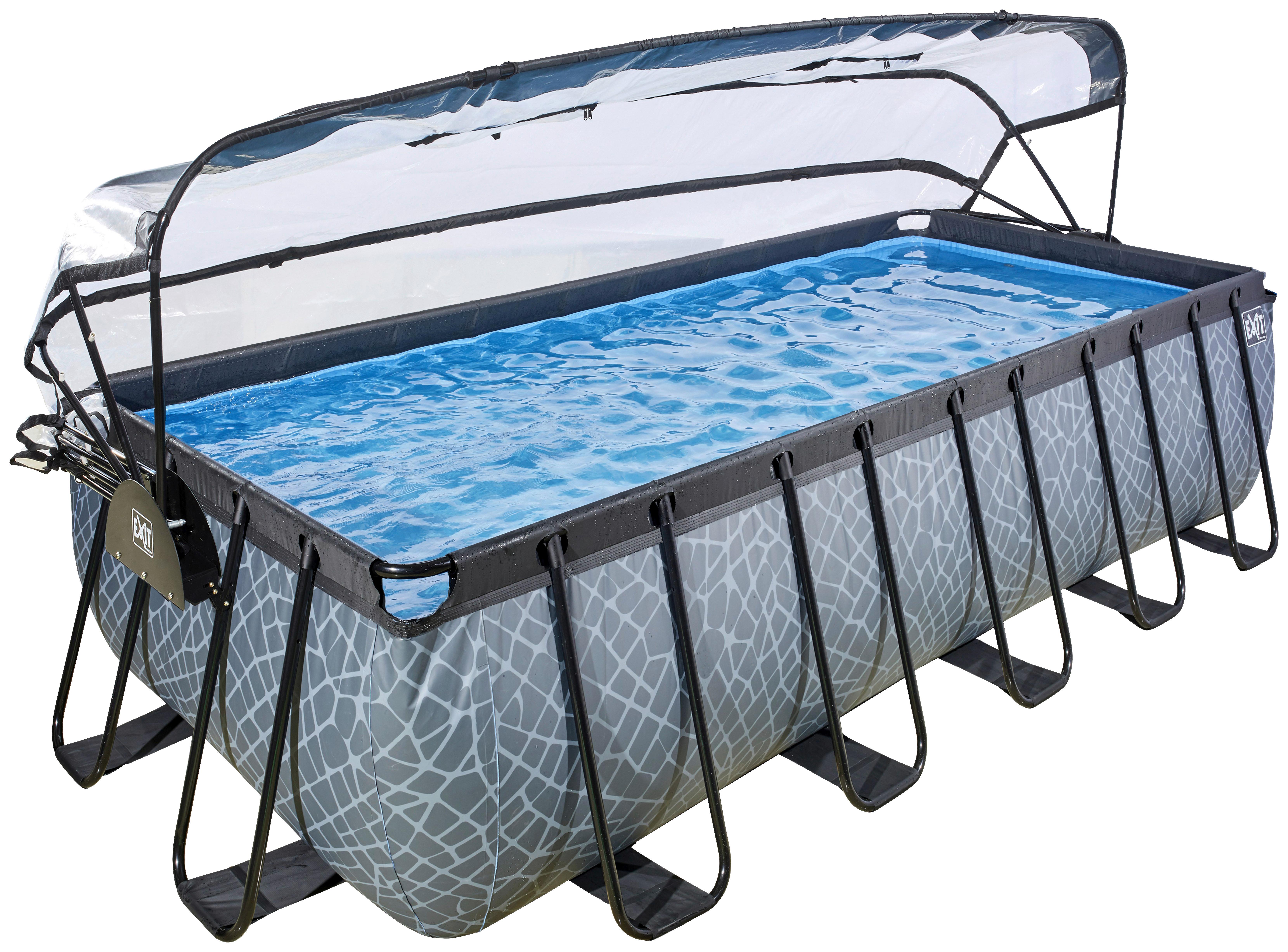 Bazen Exit Stone Pool, Črpalka S Peščenim Filtrom, 540x250cm - siva, Konvencionalno, kovina (540/250/122cm) - EXIT Toys