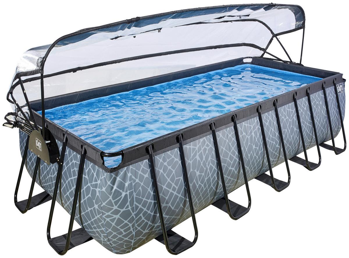 Bazen Exit Stone Pool, Črpalka S Peščenim Filtrom, 540x250cm - siva, Konvencionalno, kovina (540/250/122cm) - EXIT Toys