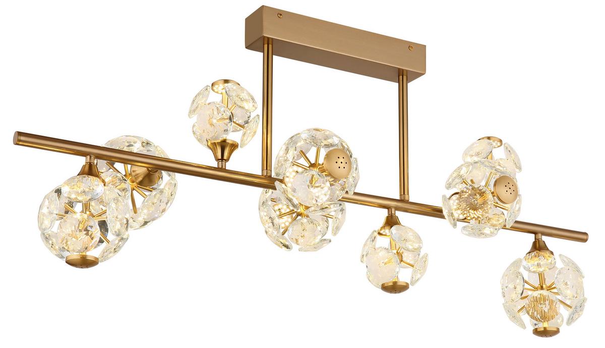 LED-DECKENLEUCHTE 16047-9D VIRINA - Klar/Goldfarben, Konventionell, Glas/Metall (101/34,5/34,5cm) - Globo