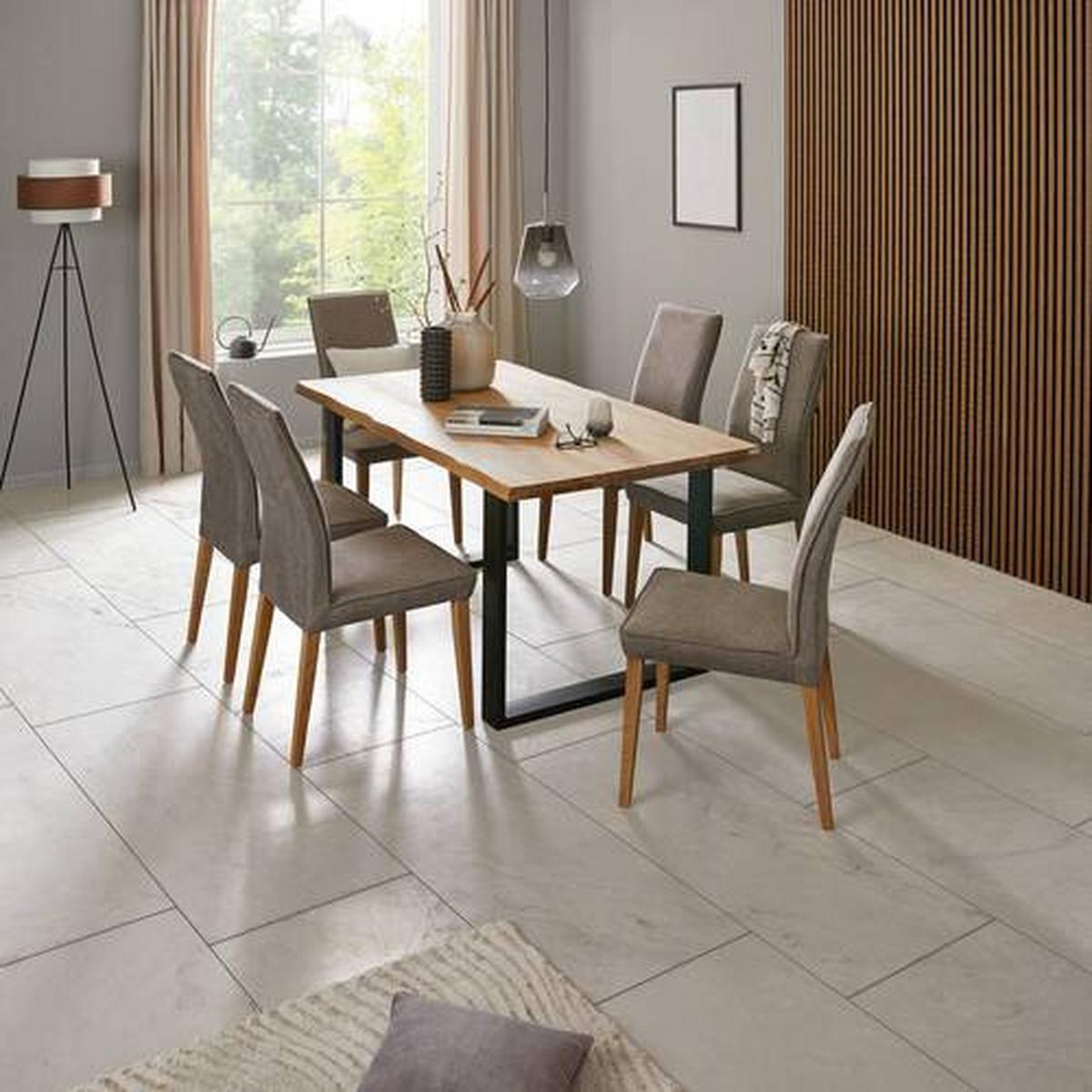 Jedilna Miza Wood, Hrast, Masivno, 160x90 - črna/naravne barve, Konvencionalno, kovina/les (160/75/90cm) - James Wood
