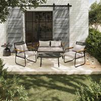 Kerti Garnitúra Elly - natúr színű/fekete, Modern, műanyag/Üveg (116/77/71cm) - Bessagi Garden