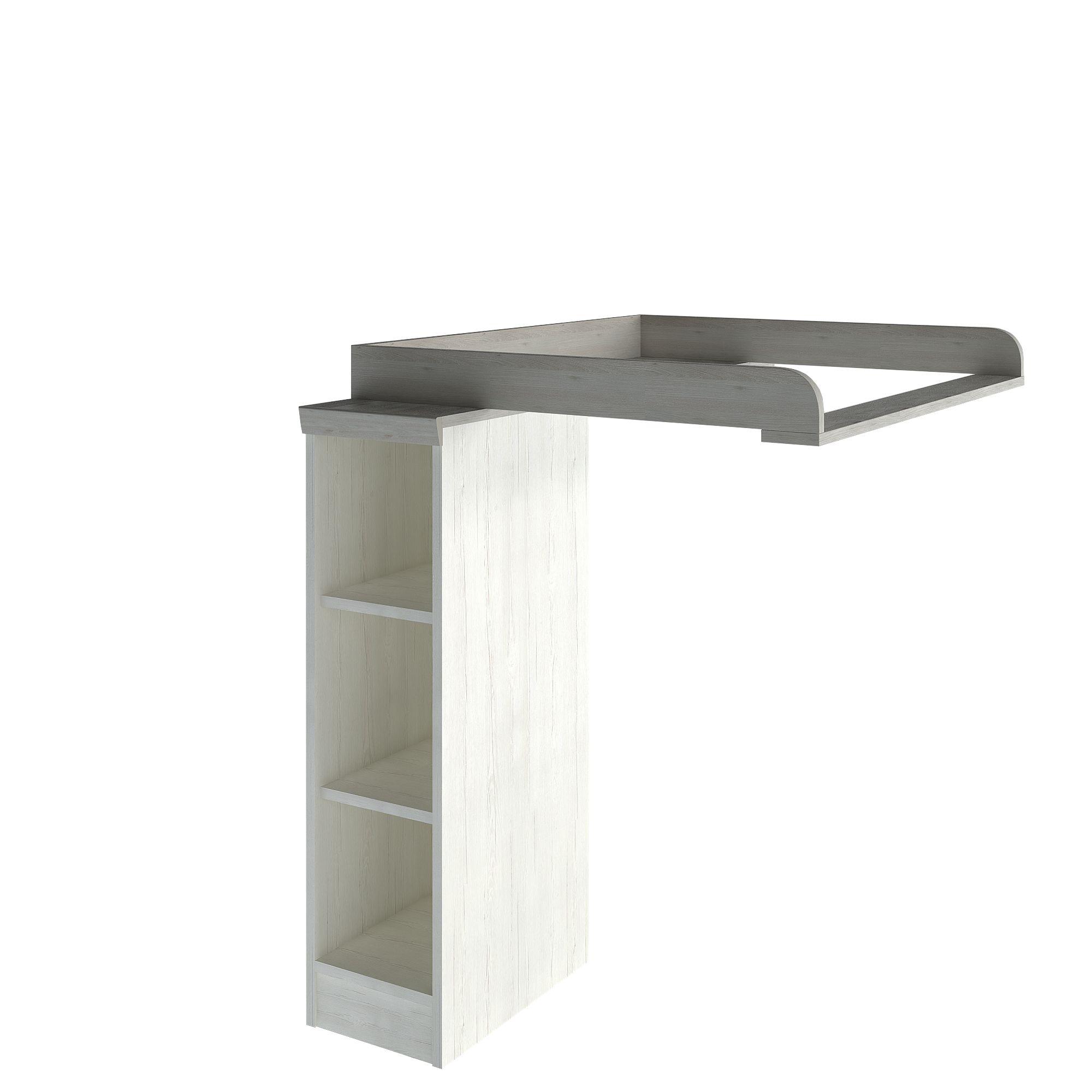 NAKŁADKA DO PRZEWIJANIA CAMRON -SC- - biały/szary, Natur, materiał drewnopochodny (110/97,5/77cm) - My Baby Lou