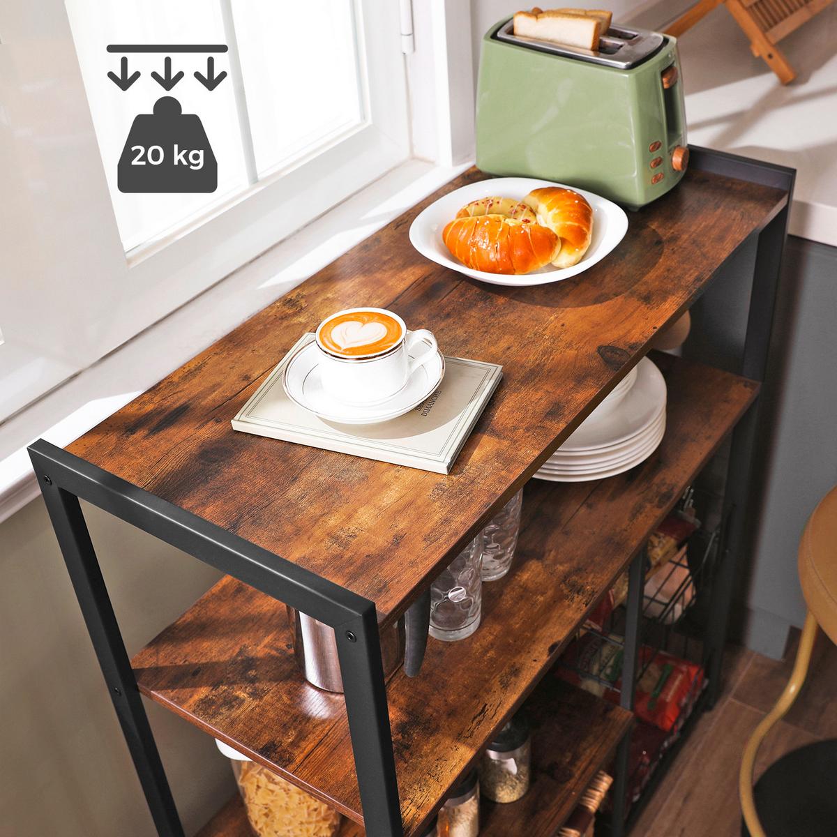 Regal Braun/ Schwarz ca. 80x35x95 cm - Schwarz/Braun, Trend, Holzwerkstoff/Metall (80/35/95cm) - MID.YOU