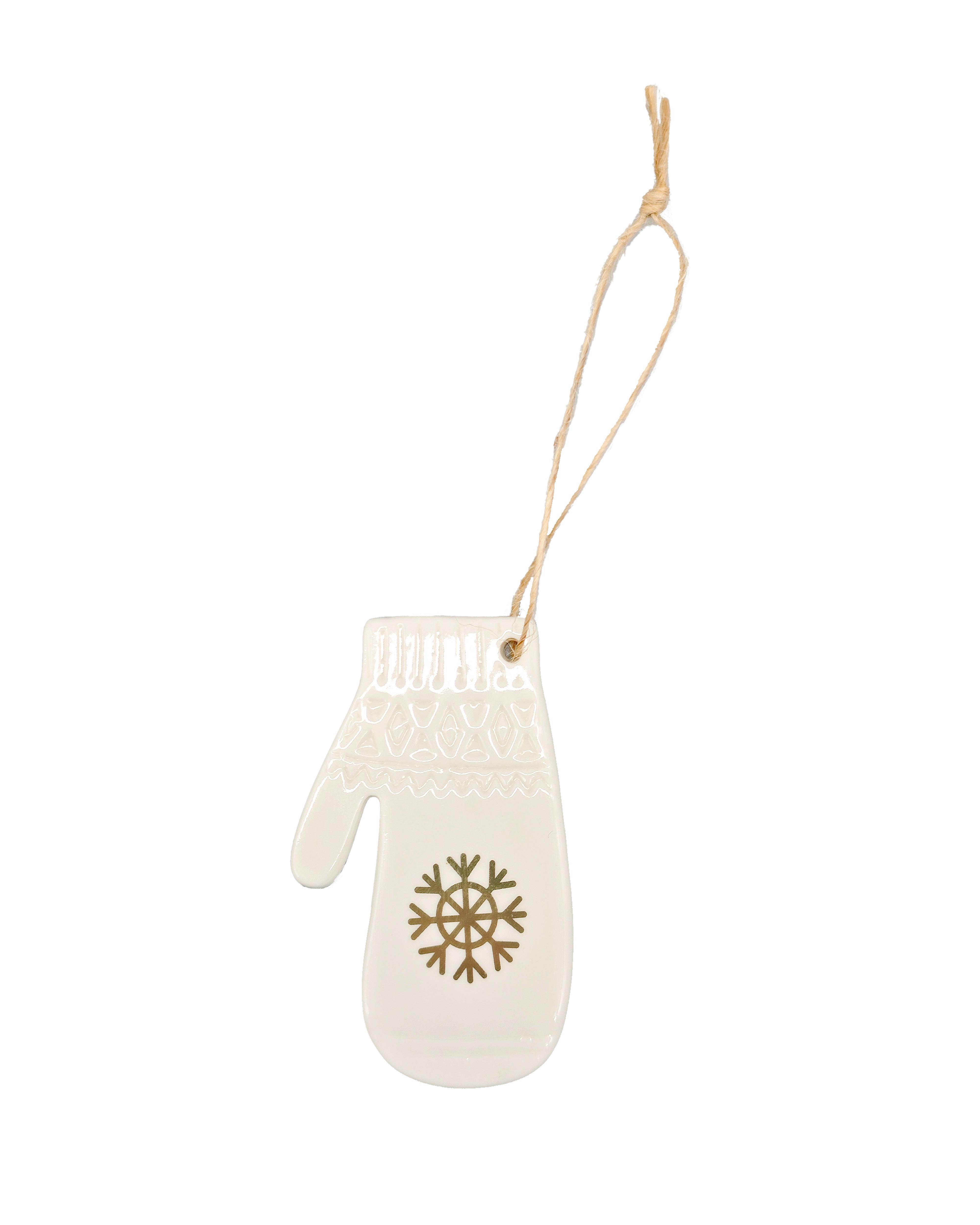 Dekohänger Kessie Weiß/Goldfarben - Goldfarben/Weiß, KONVENTIONELL, Keramik/Textil (4,8/7,5/0,5cm) - Mömax