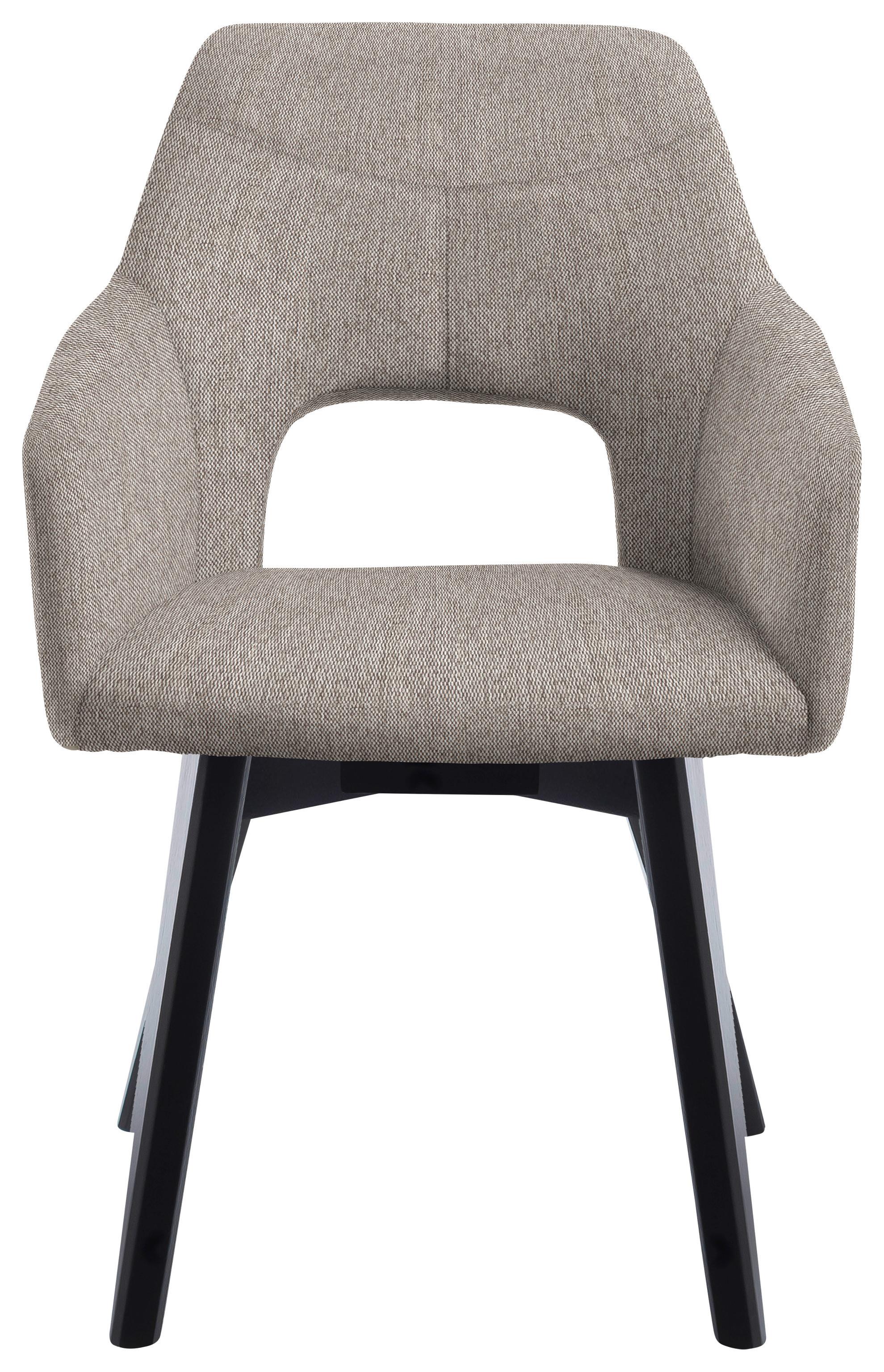 KRZESŁO Z PODŁOKIETNIKAMI EVITA - czarny/cappuccino, Design, drewno/tkanina (57/84/57cm) - Voleo