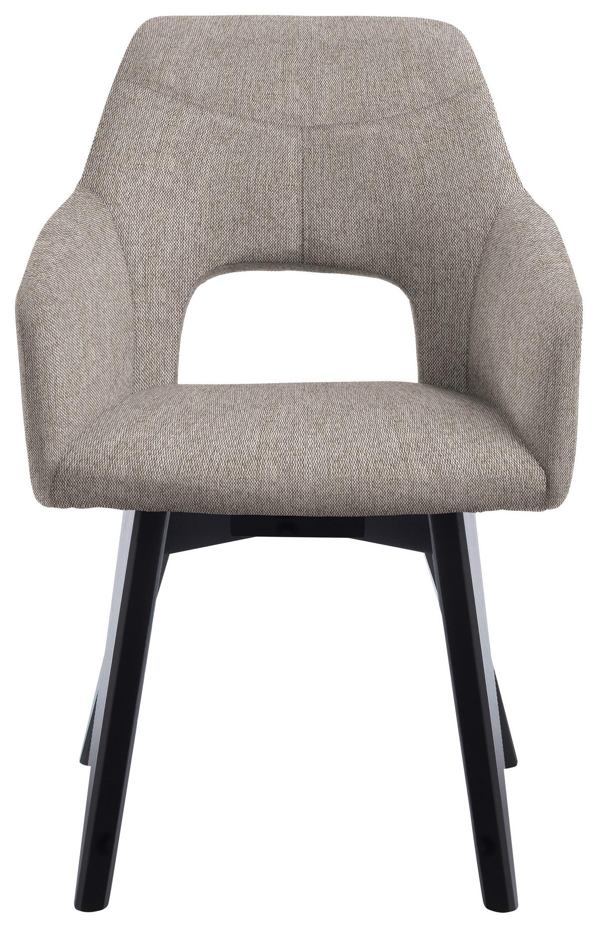 KRZESŁO Z PODŁOKIETNIKAMI EVITA - czarny/cappuccino, Design, drewno/tkanina (57/84/57cm) - Voleo