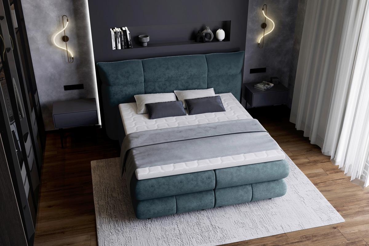 Boxspring Krevet Carmelo - zelena/crna, Trend, tekstil/plastika (160/200cm) - Premium Living