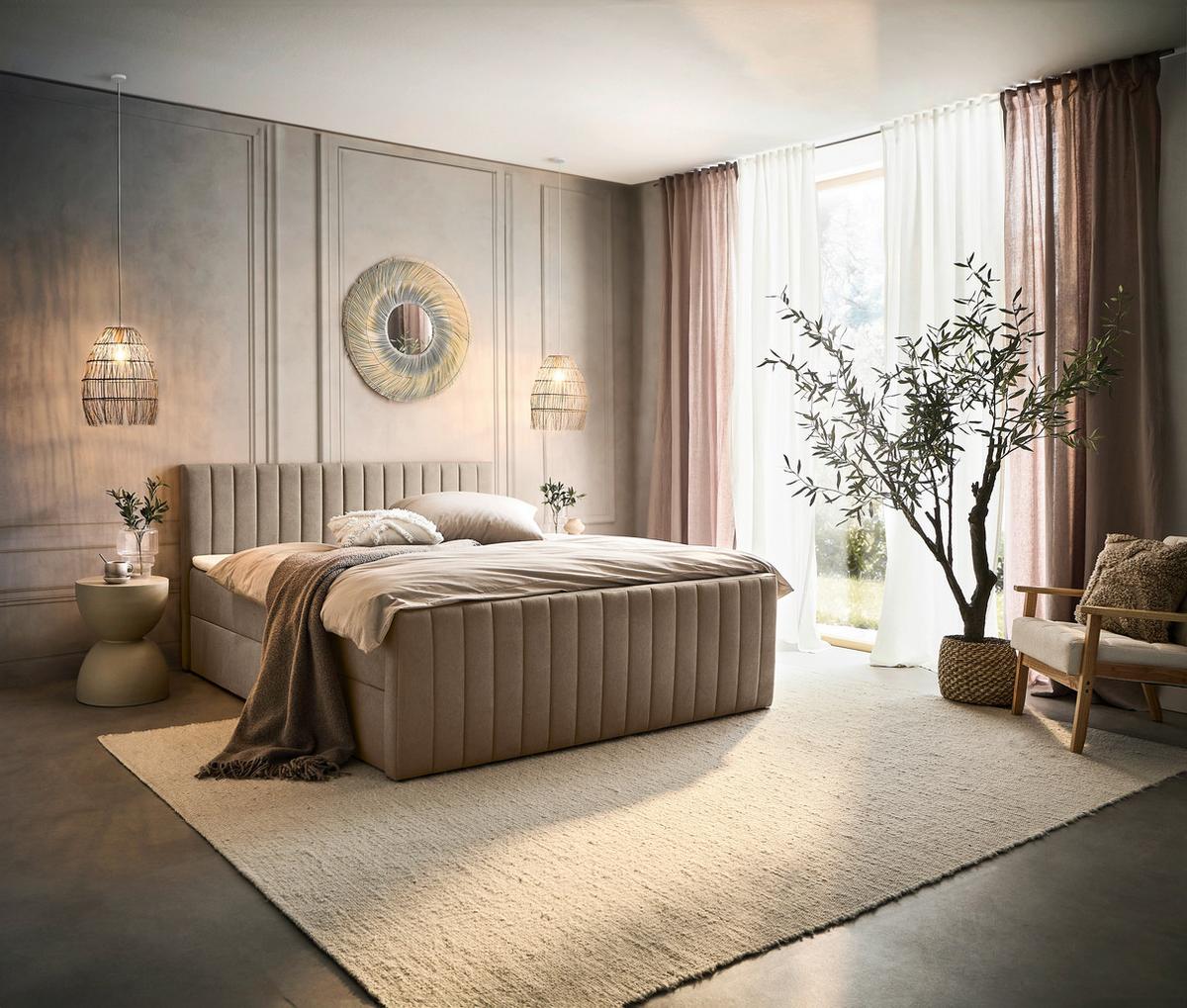 Box Krevet Sontje - crna/taupe, Konvencionalno, tekstil/plastika (140/200cm) - Modern Living