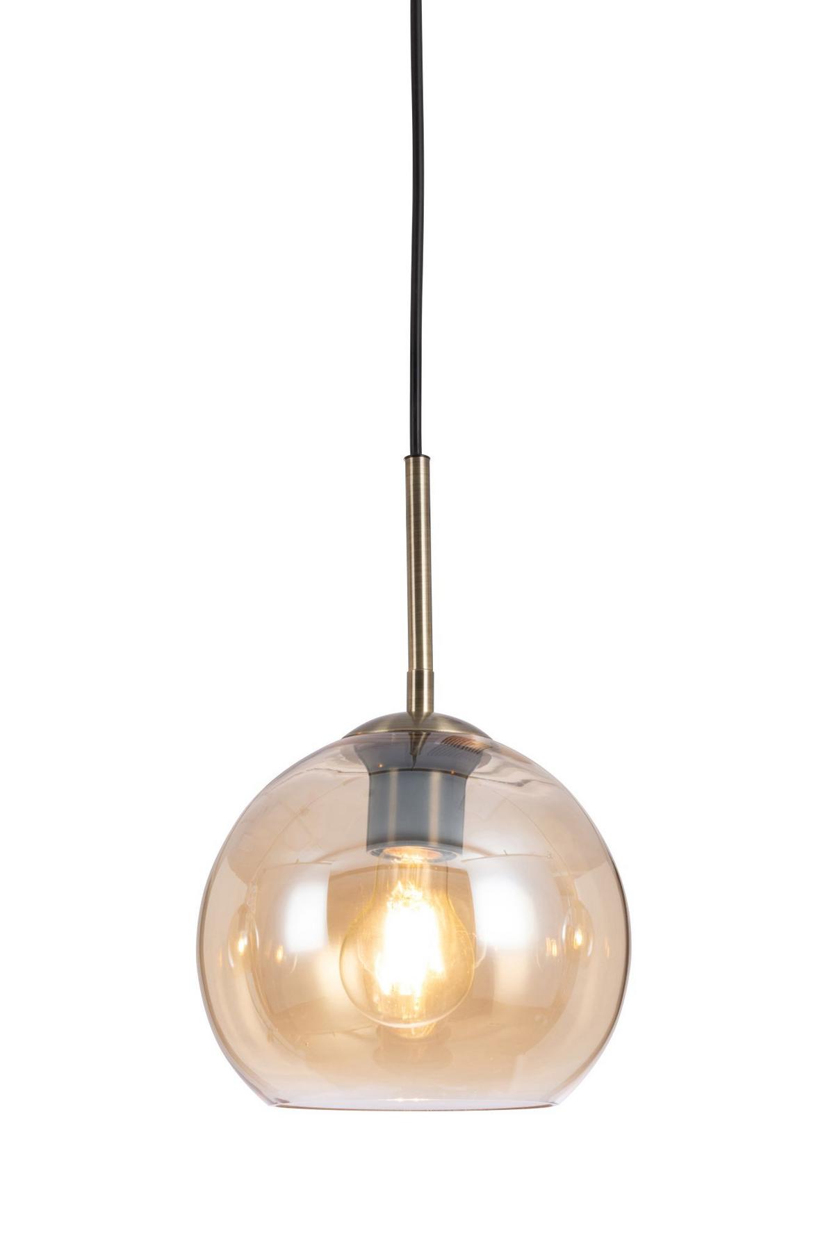 LAMPA WISZĄCA LEONIE *SBN* - kolor bursztynowy, Basics, metal/szkło (110/20/150cm) - Novel