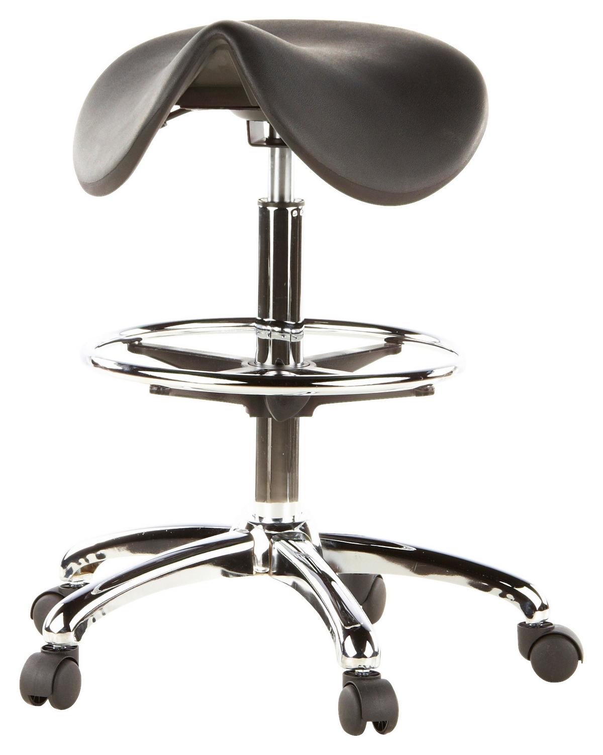 Bürohocker Top Work 13 Schwarz/Chromfarben - Chromfarben/Schwarz, MODERN, Kunststoff/Metall (62/60/62cm) - MID.YOU