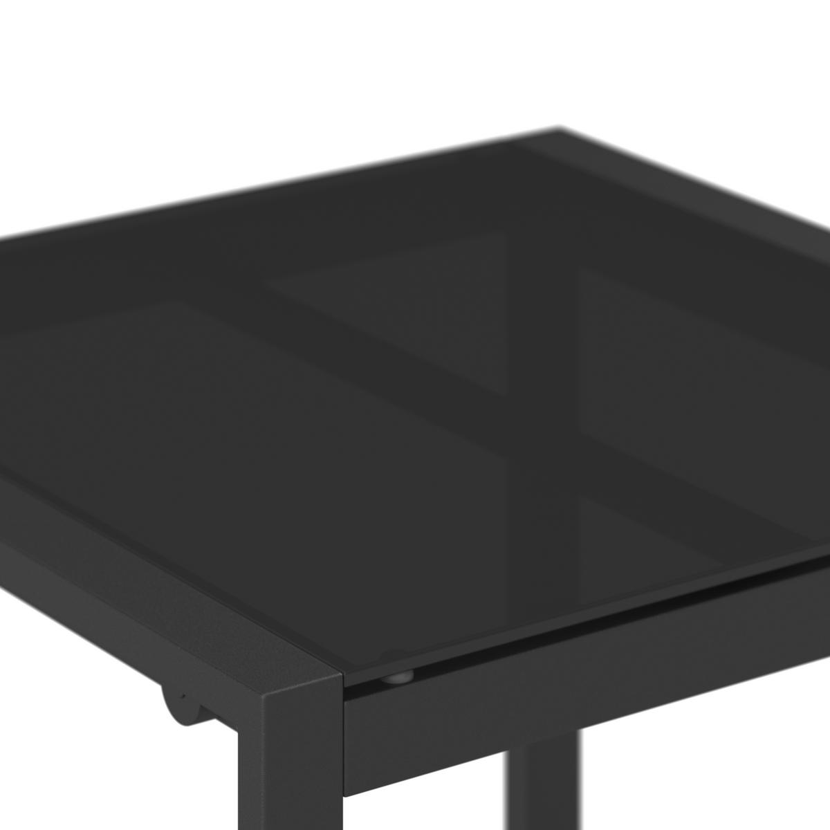 Balkonset Paulina Hellgrau Metall/Outdoorstoff +Abdeckung - Hellgrau/Schwarz, MODERN, Glas/Kunststoff - Bessagi Garden