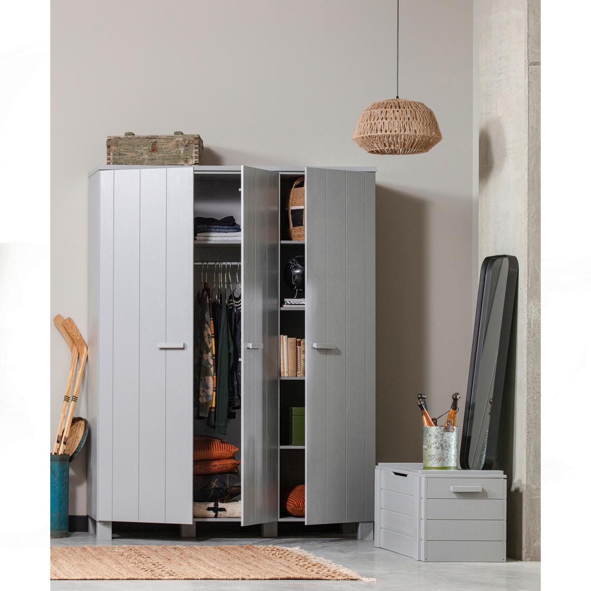 Garderobenschrank Dennis Grau - Grau, Design, Holz/Holzwerkstoff (158/202/55cm) - Livetastic