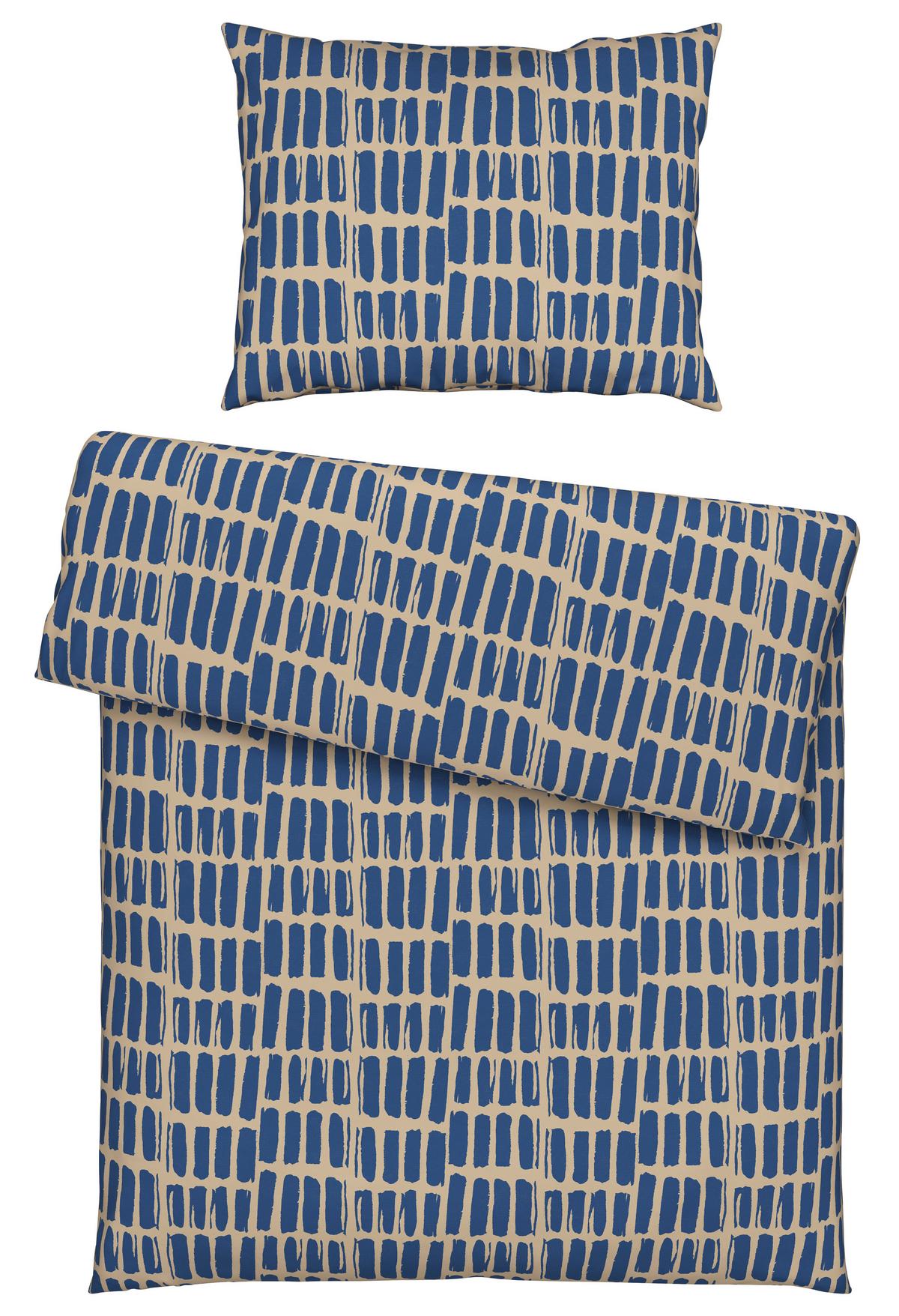Lenjerie de pat Adam, cca. 140x200/50x70 cm - albastru/bej, Modern, textil (140/200cm) - Mömax