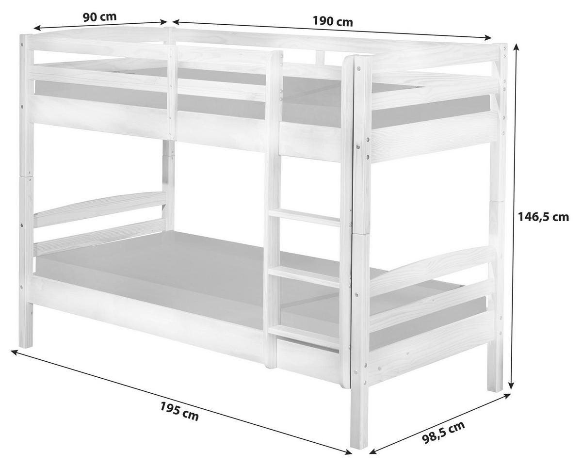 Etagenbett Rick Weiß - Naturfarben/Weiß, MODERN, Holz (90/190cm) - MID.YOU