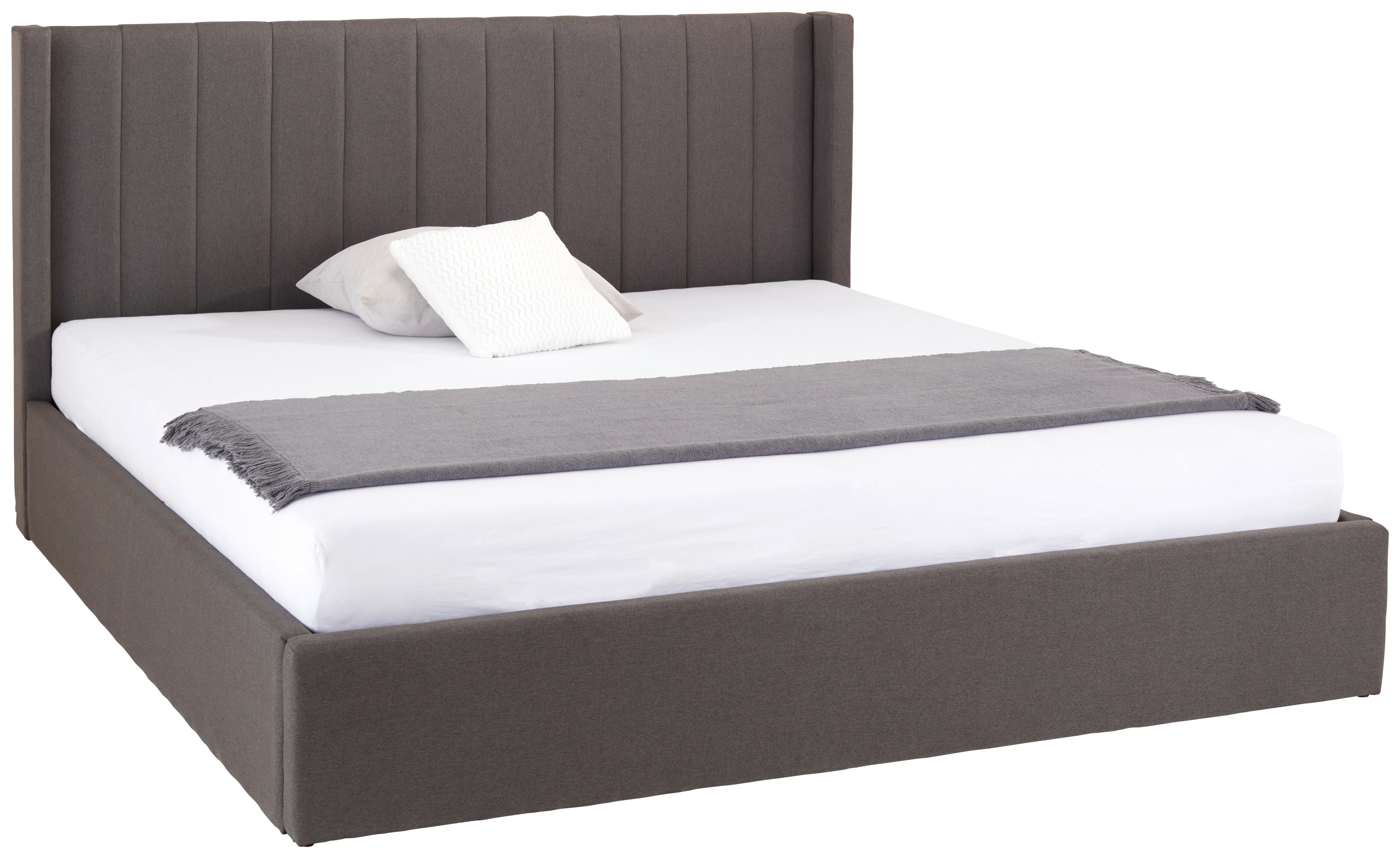 ŁÓŻKO TAPICEROWANE NICI - czarny/ciemnoszary, Modern, materiał drewnopochodny/tworzywo sztuczne (180/200cm) - Livetastic