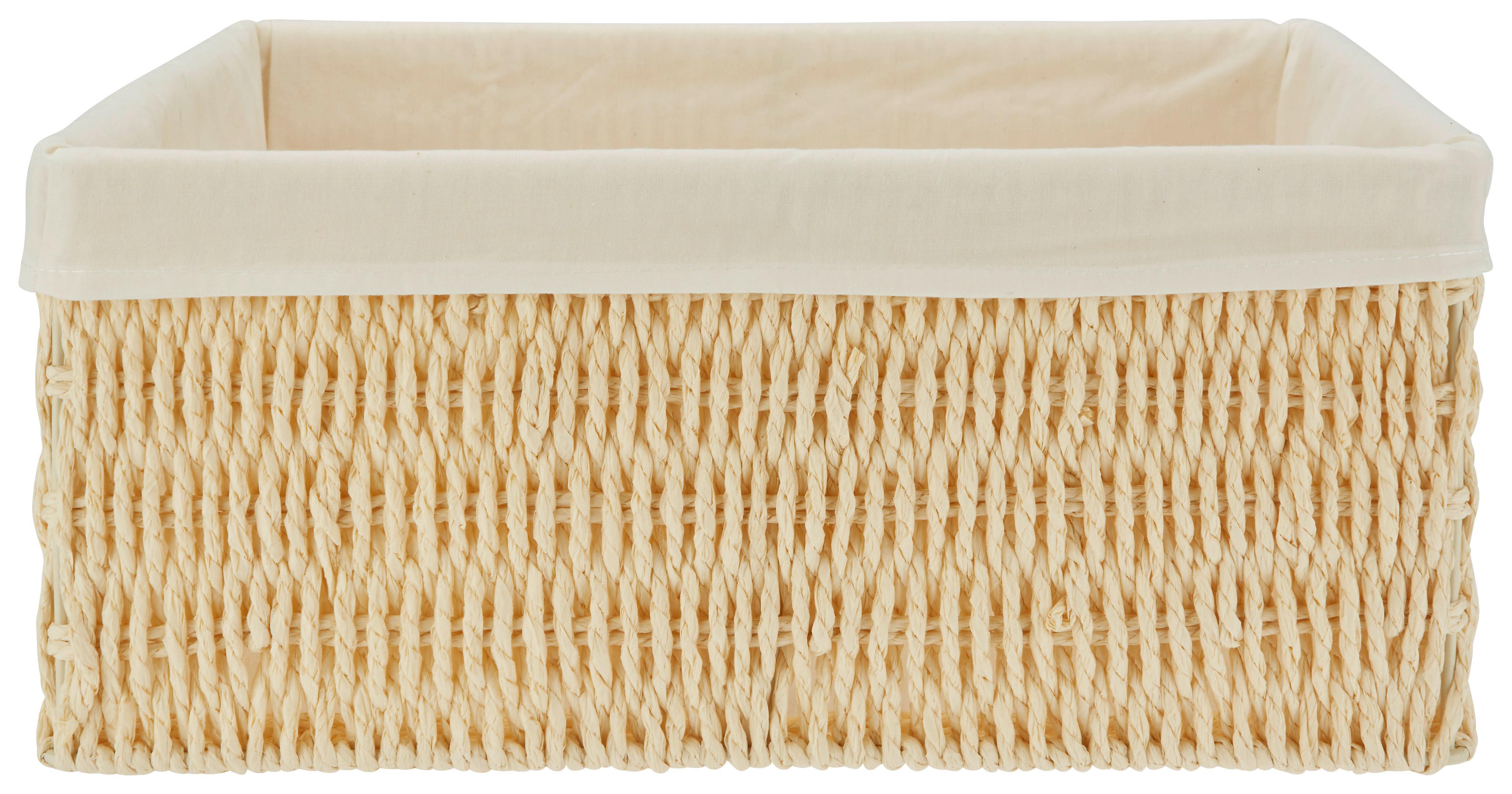 Korb Sally M Natur/Weiß - Naturfarben/Weiß, Papier/Textil (29/24/12cm) - Mömax