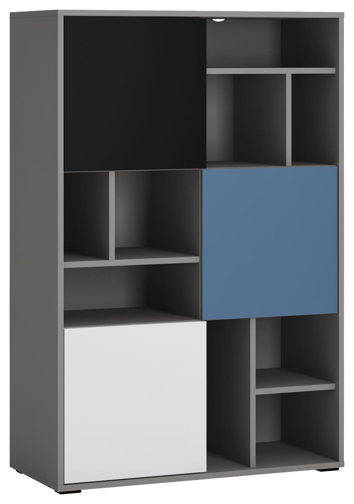 Polica Laser - bijela/siva, Moderno, drvni materijal/plastika (83,7/126,6/40cm) - Modern Living