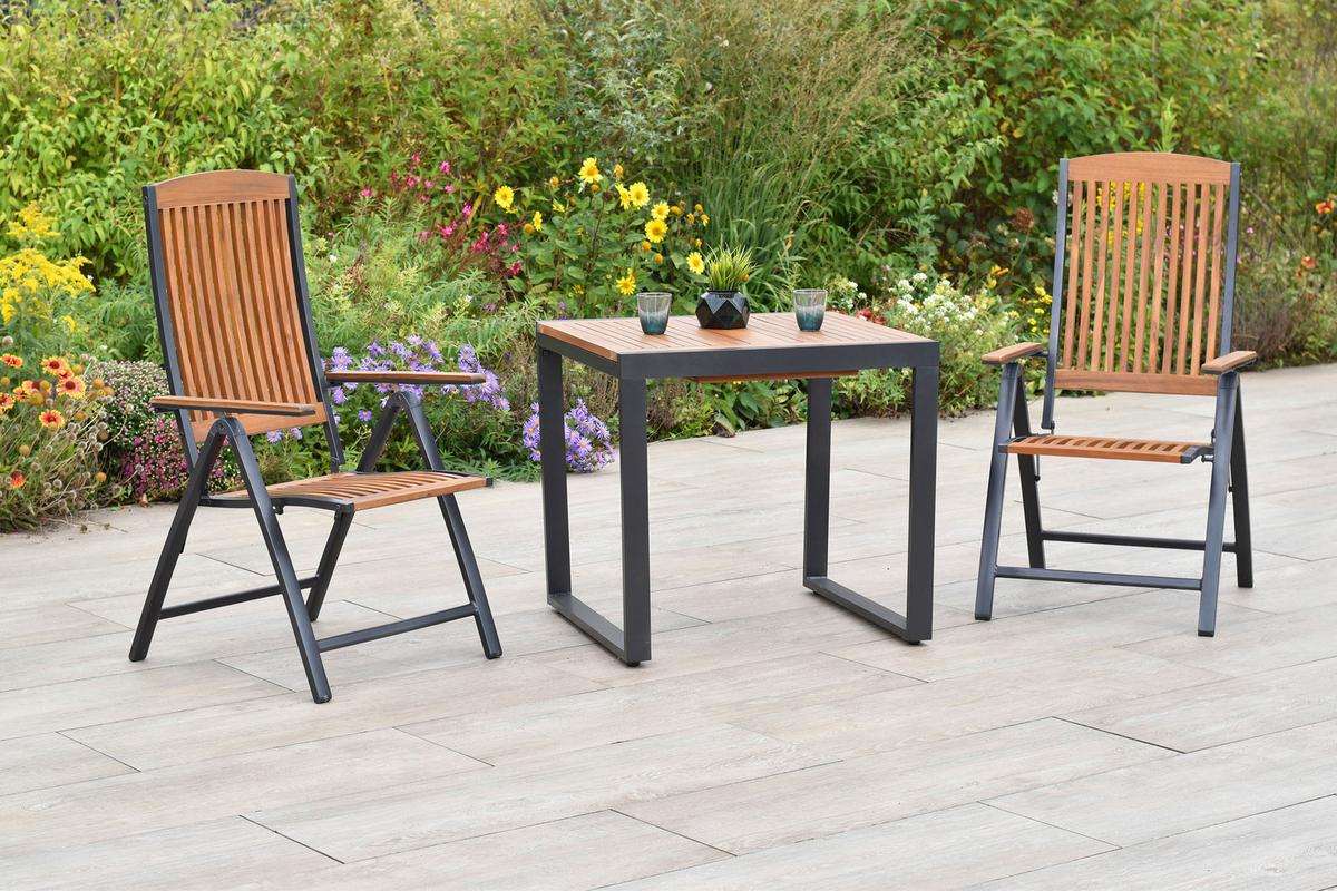 GARTENSET ATHOS - Graphitfarben/Naturfarben, MODERN, Holz/Metall - Gardenson