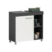 Waschbeckenunterschrank NOAH Anthrazit, Weiß - Anthrazit/Silberfarben, Trend, Holzwerkstoff/Kunststoff (65/63/31cm) - MID.YOU