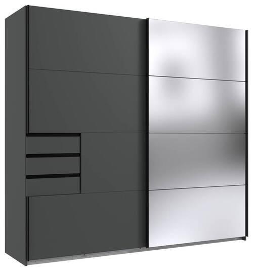 Schwebetürenschrank Saigon in Graphitfarben - Silberfarben/Graphitfarben, KONVENTIONELL, Glas/Holzwerkstoff (225/208/64cm) - Premium Living