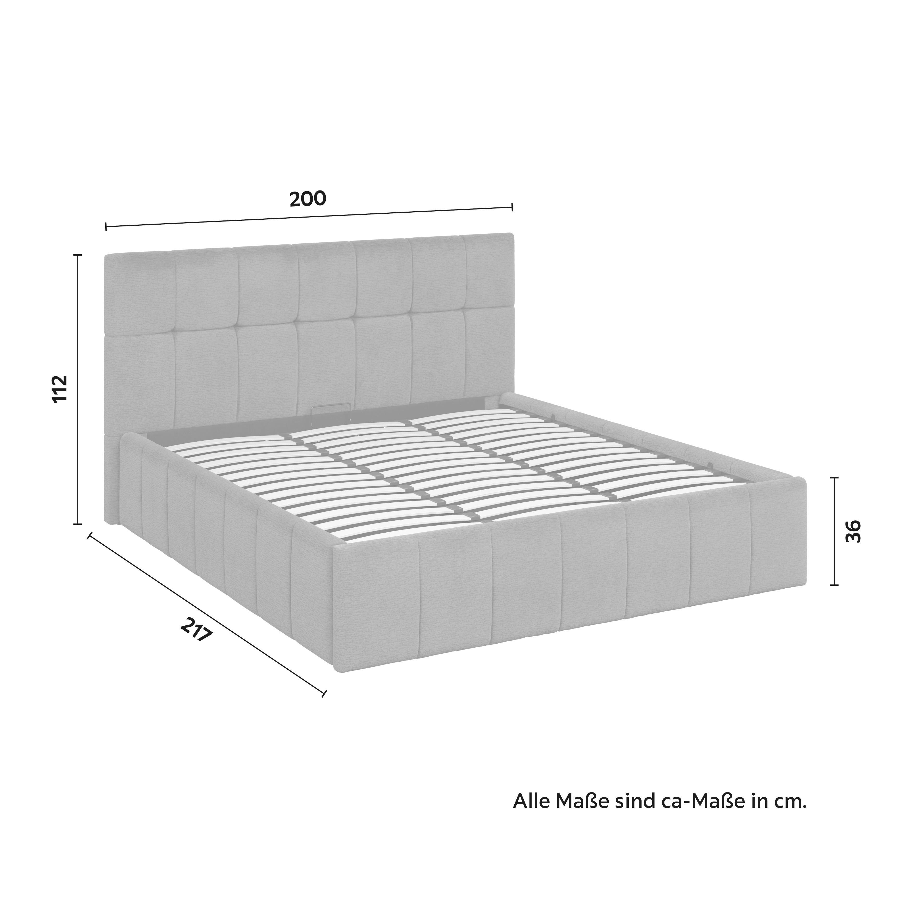 STOPPAD SÄNG KAIA - grå/svart, Modern, metall/trä (180/200cm) - Bessagi Home