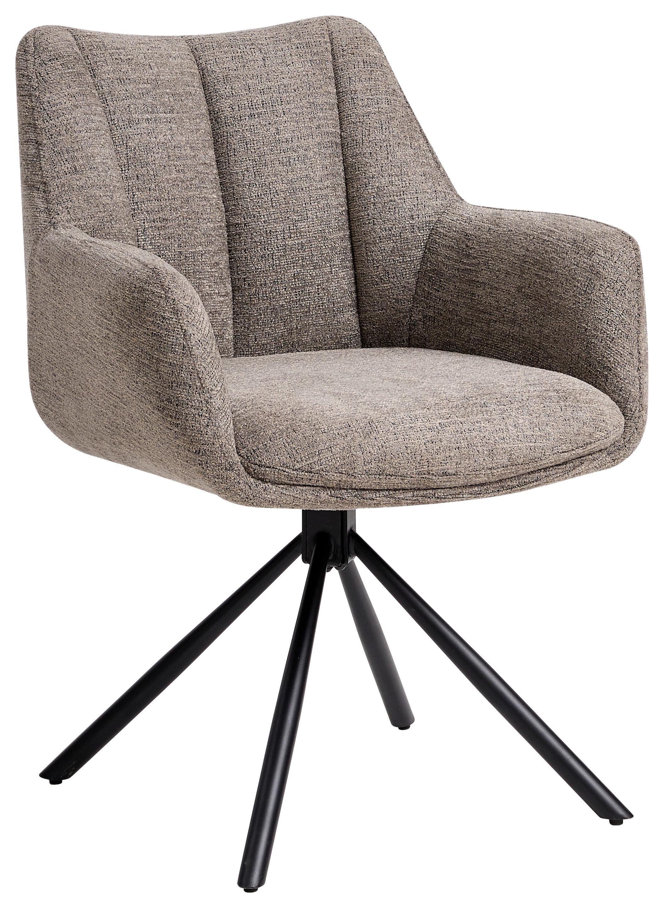 Stolica Lacy - svijetlo smeđa/crna, Moderno, metal/tekstil (63/63/81cm) - Premium Living