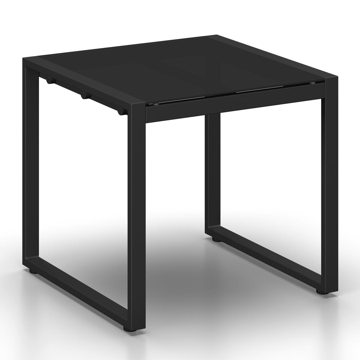 Balkonset Paulina Hellgrau Metall/Outdoorstoff +Abdeckung - Hellgrau/Schwarz, MODERN, Glas/Kunststoff - Bessagi Garden