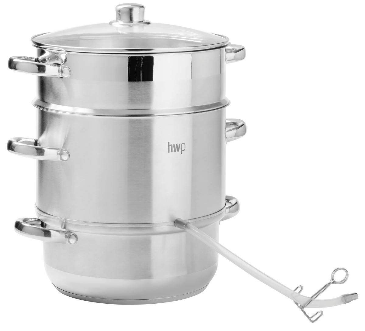 SOKOWIRÓWKA PAROWA BASIC COOKING - kolor stalowy/przezroczysty, Basics, metal/szkło (28cm) - Homeware Profession.