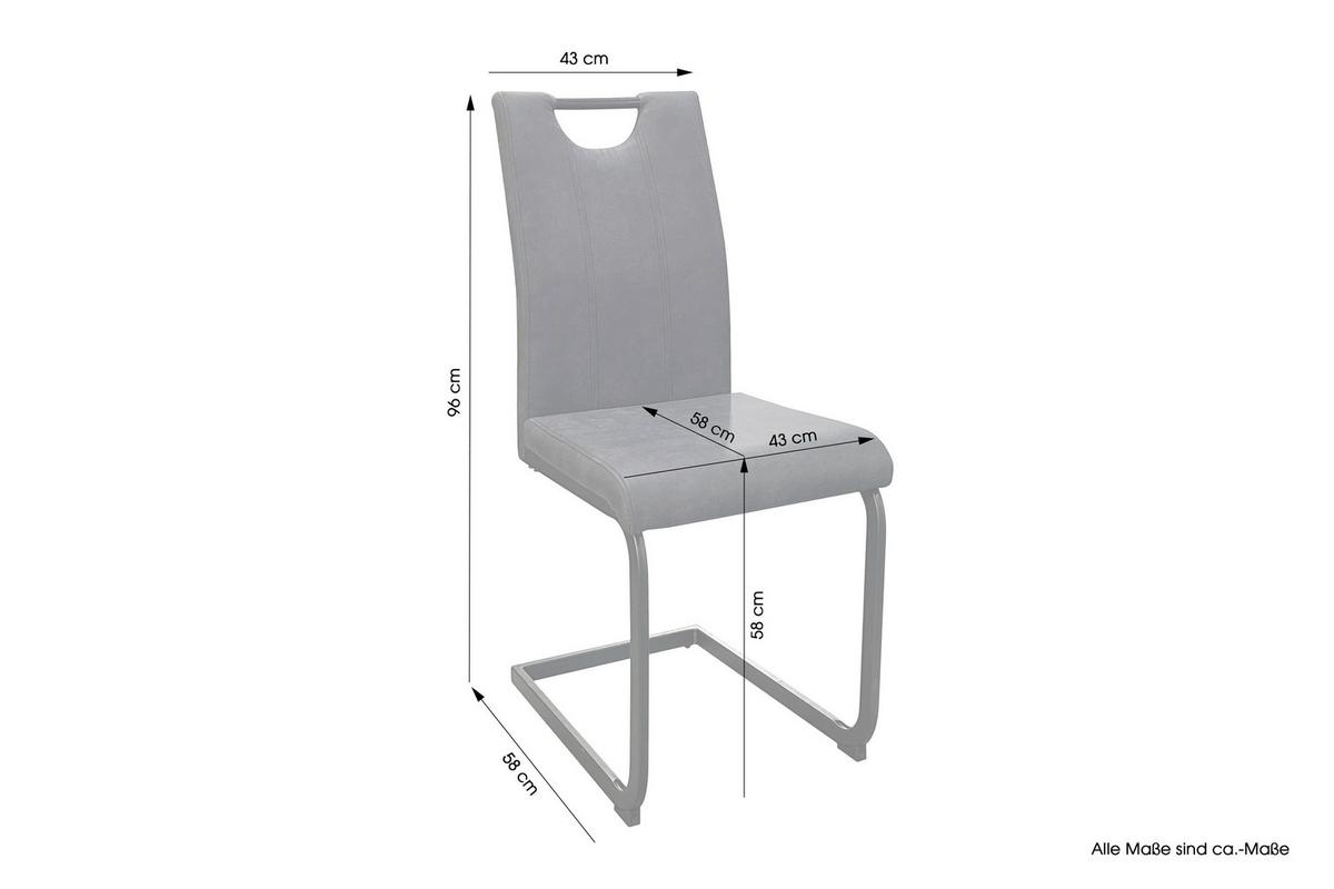 Schwingstuhl-Set BANFF Anthrazit, Webstoff - Anthrazit/Schwarz, Design, Textil/Metall (42/97/58cm) - MID.YOU