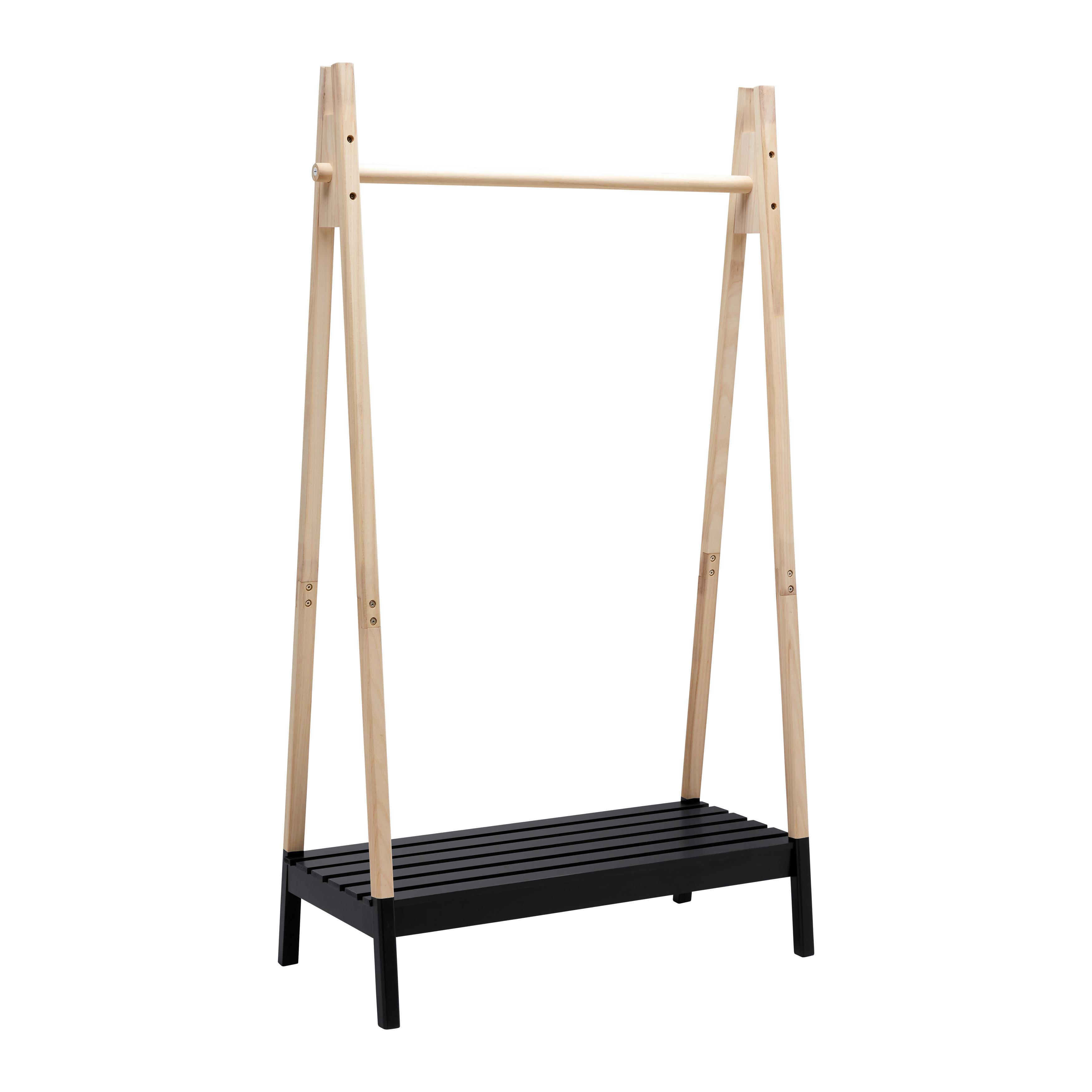 KLÄDSTÄLLNING TADEO II -SB- - svart/naturfärgad, Natur, trämaterial/trä (100/170/46cm) - Mömax