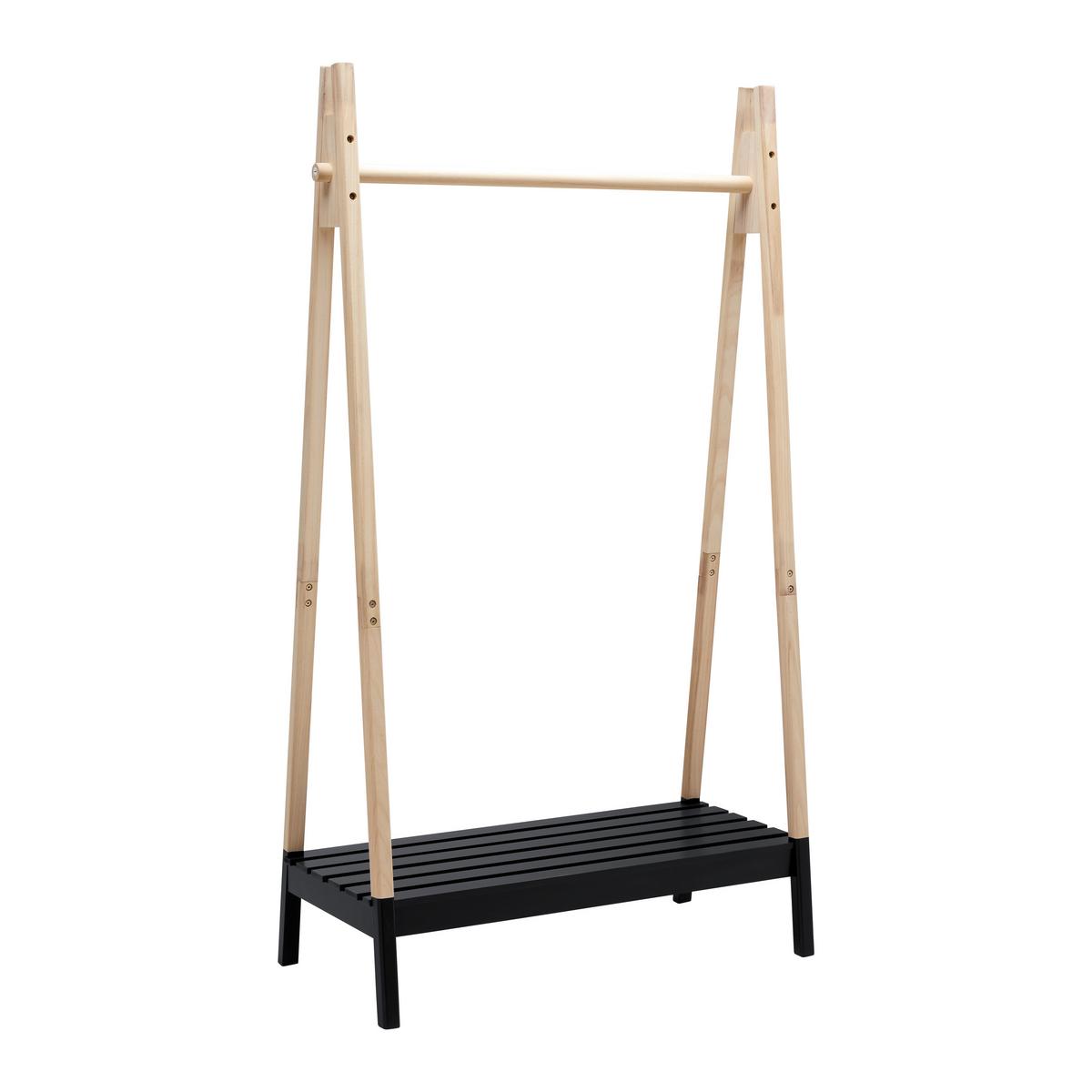 Kleiderständer Tadeo II Naturfarben/Schwarz - Schwarz/Naturfarben, Natur, Holz/Holzwerkstoff (100/170/46cm) - Mömax