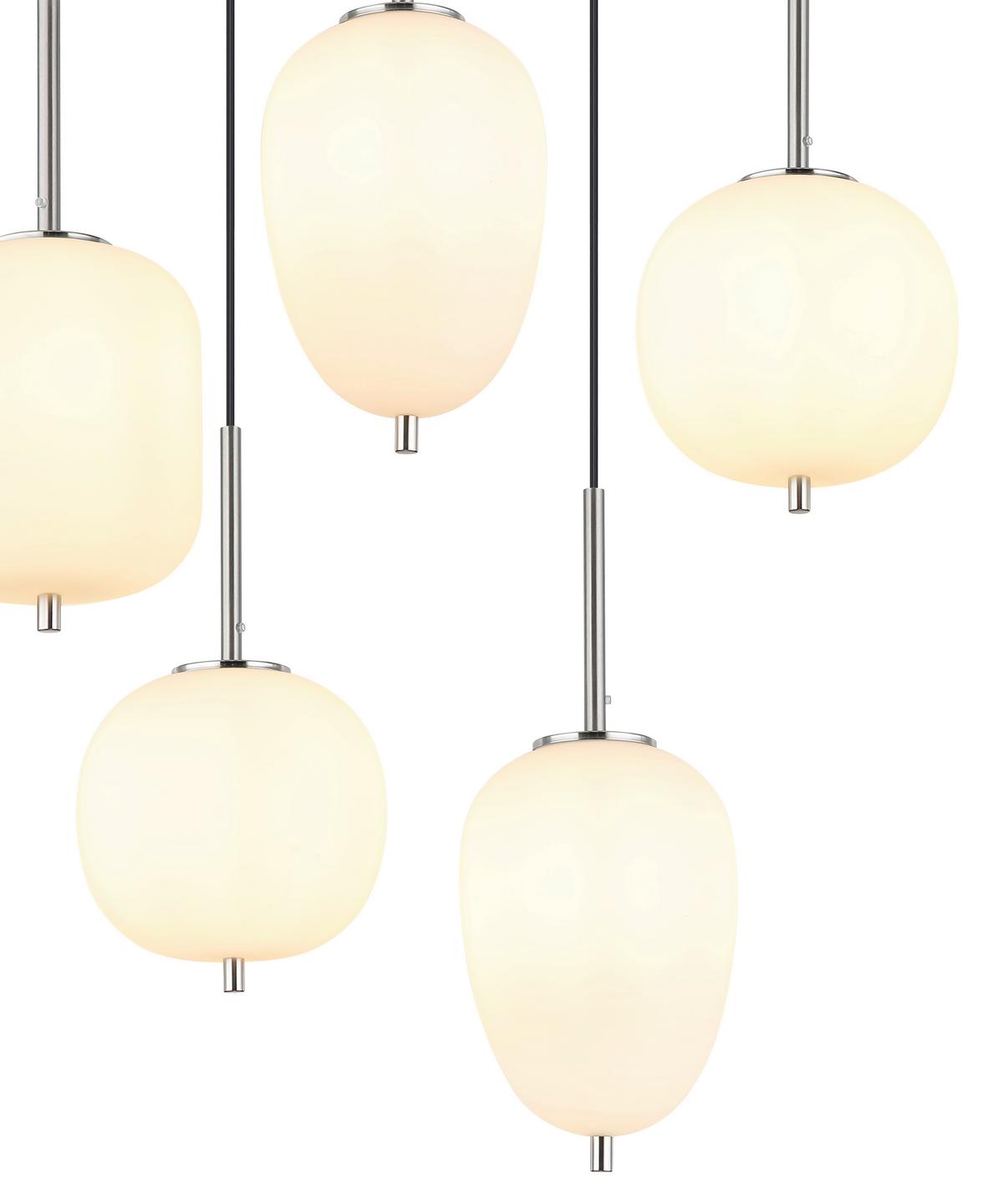 Hängeleuchte Blacky I Opal/Nickelfarben max. 40 Watt - Nickelfarben, Basics, Glas/Metall (102,5/34/120cm) - Globo