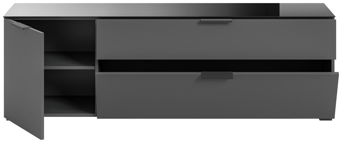 Lowboard Ray ca. 160x51 cm Anthrazit - Anthrazit, Design, Glas/Holzwerkstoff (160/51/40cm) - Livetastic