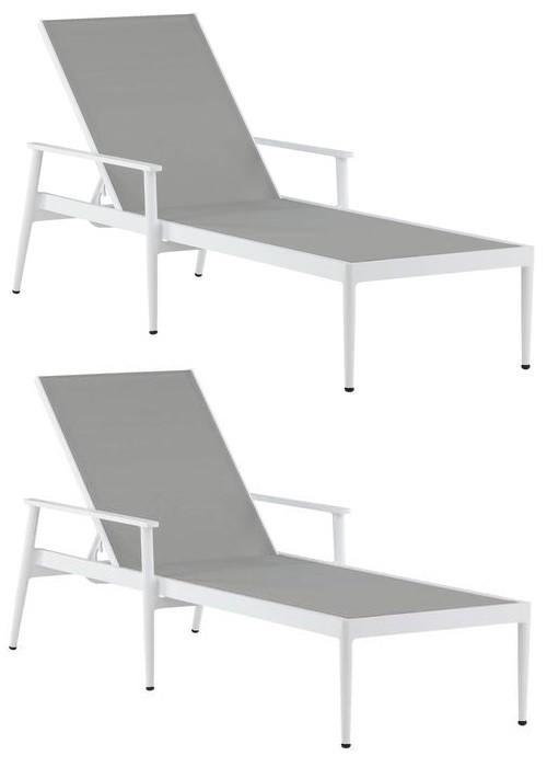 Sonnenliege 2er-Set Break ca. 67x47x195 cm Weiß/Grau - Weiß/Grau, KONVENTIONELL, Textil/Metall (67/47/195cm) - Gardenson
