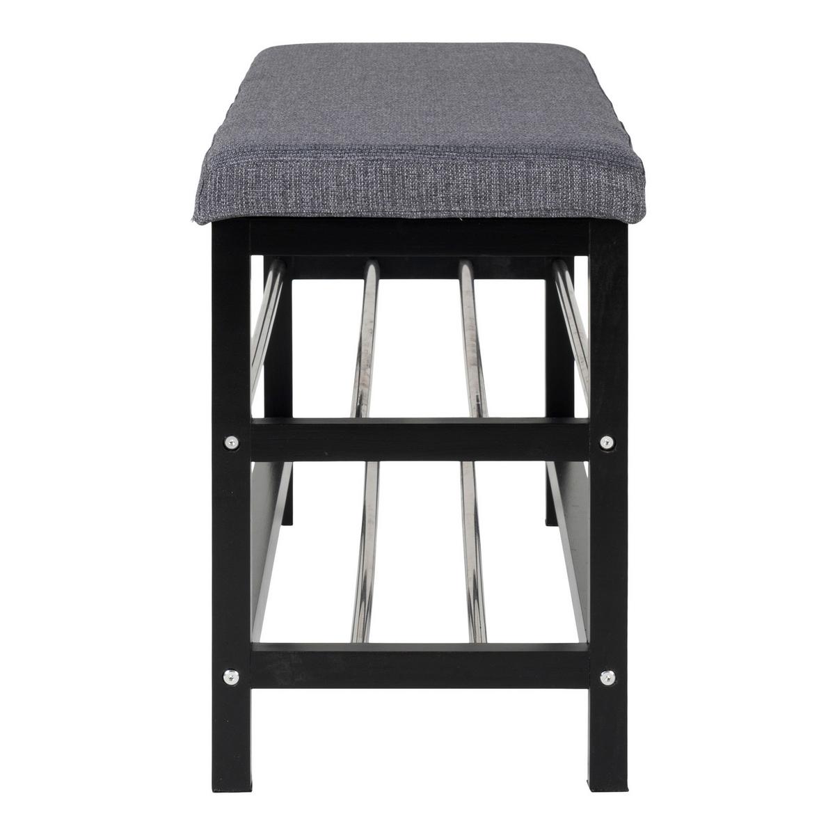 Schuhbank Padova Schwarz - Schwarz/Grau, Design, Holz/Textil (100/50/34cm) - MID.YOU