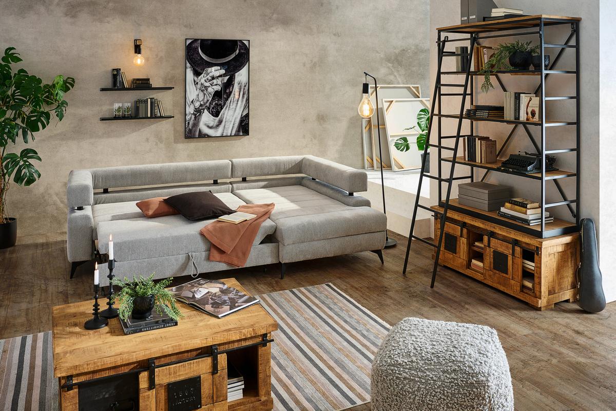 Kutna Garnitura Rosalie - svijetlo siva/crna, Konvencionalno, tekstil/metal (265/184cm) - Modern Living