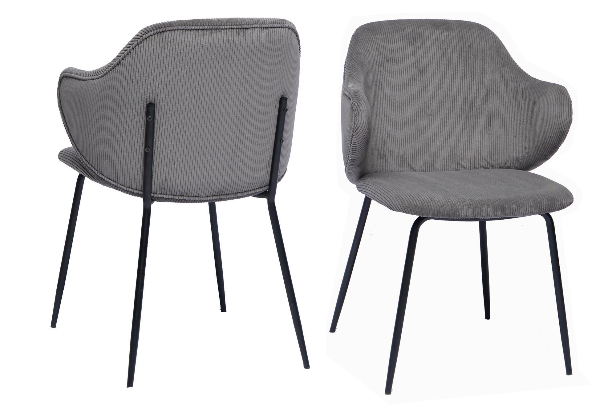 Set Naslanjačev Cord, Siva, 2-Delni - siva/črna, Moderno, kovina/tekstil (54/83/55cm) - Livetastic