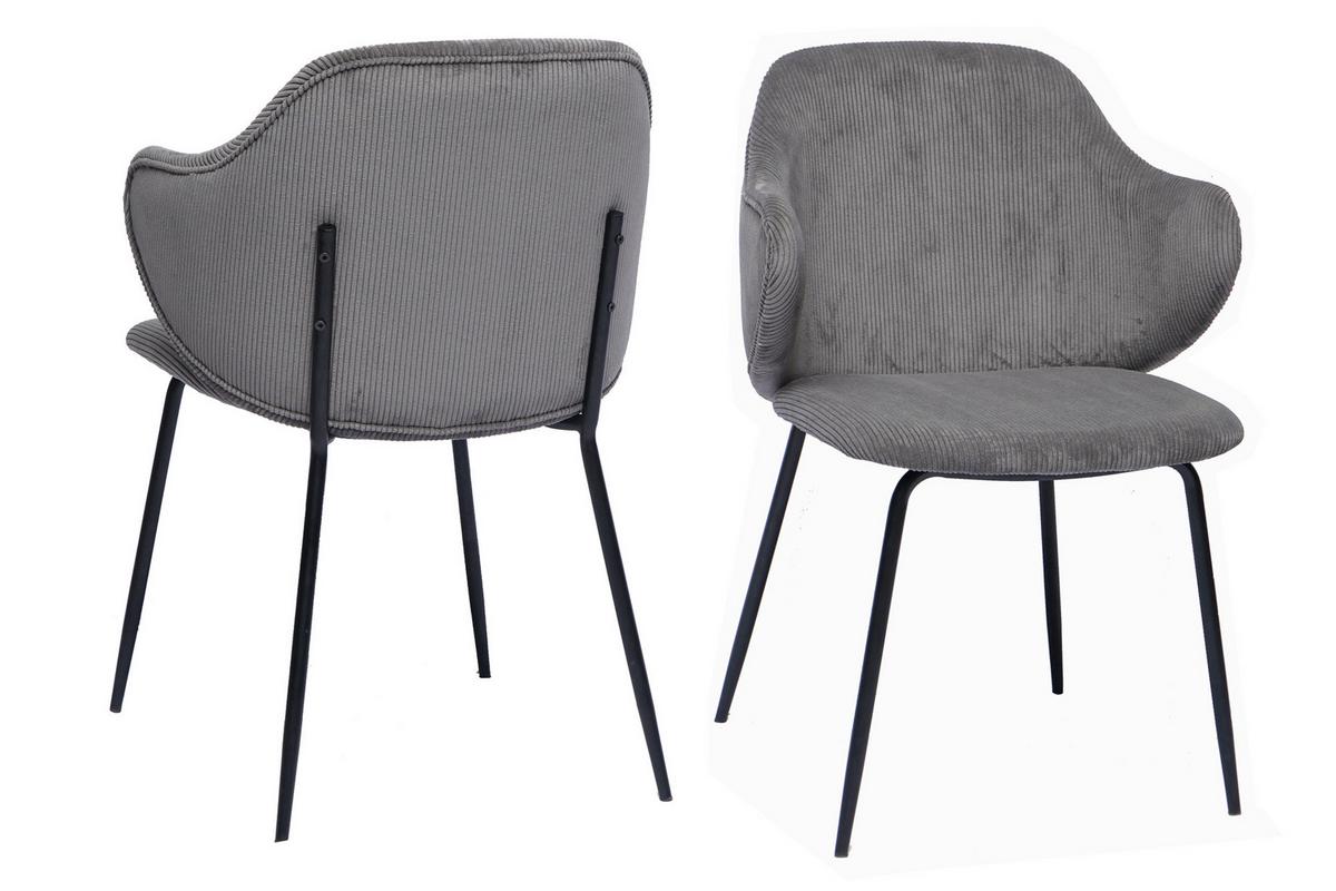 Set Naslanjačev Cord, Siva, 2-Delni - siva/črna, Moderno, kovina/tekstil (54/83/55cm) - Livetastic