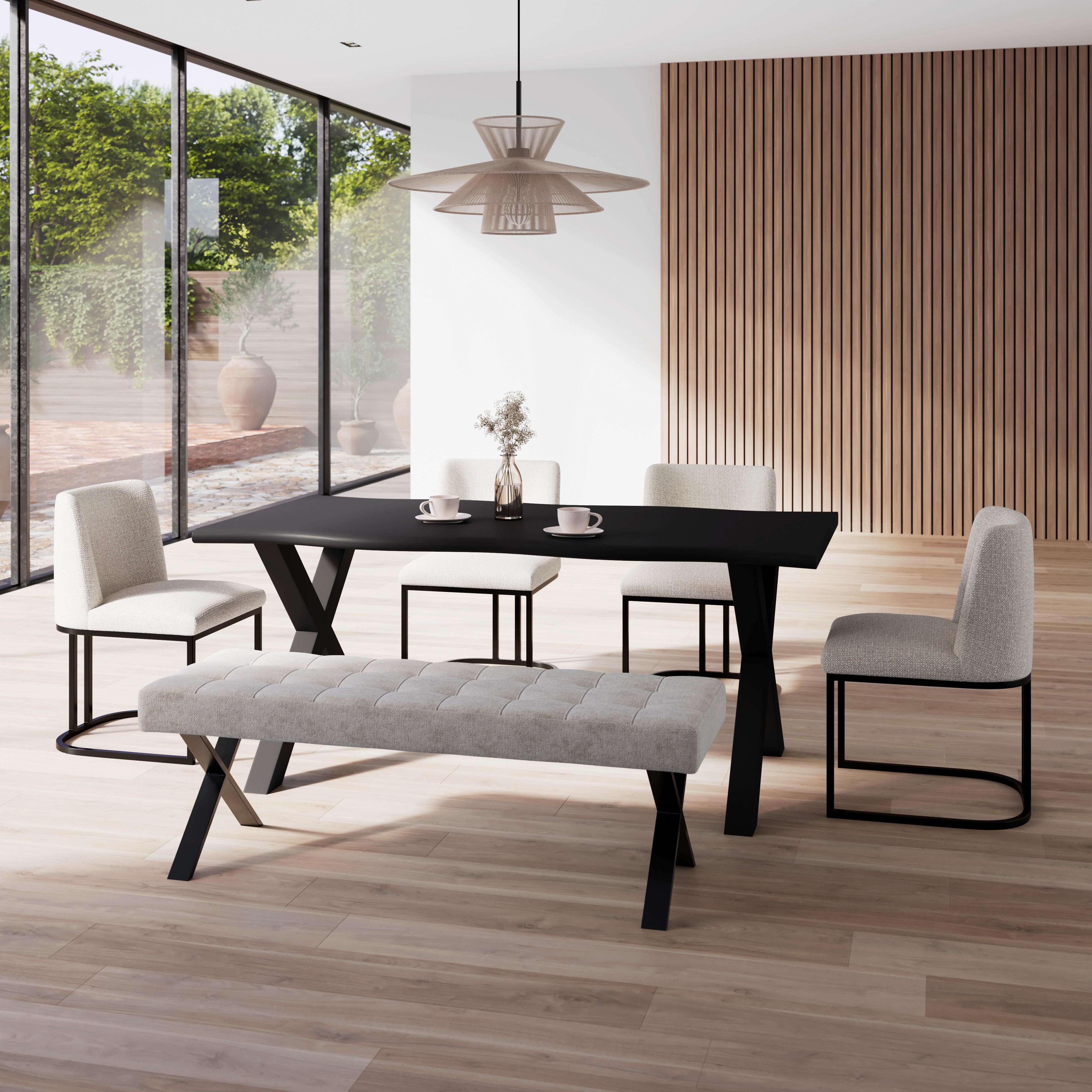 Esstisch Laurel Schwarz MDF ca. 180x90x76 cm - Schwarz, MODERN, Holzwerkstoff/Metall (180/76/90cm) - Bessagi Home