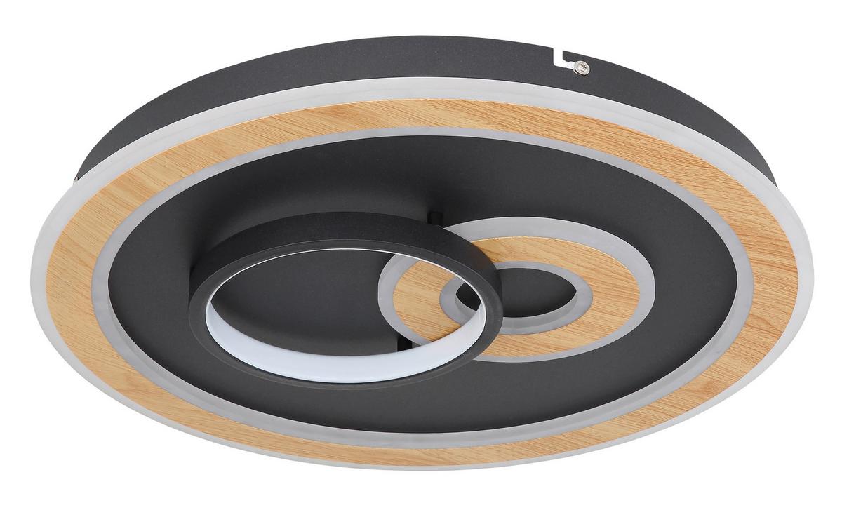 LED-Deckenleuchte Chessy in Opal/Schwarz max. 50 Watt - Opal/Schwarz, Design, Kunststoff/Metall (50/7cm) - Globo