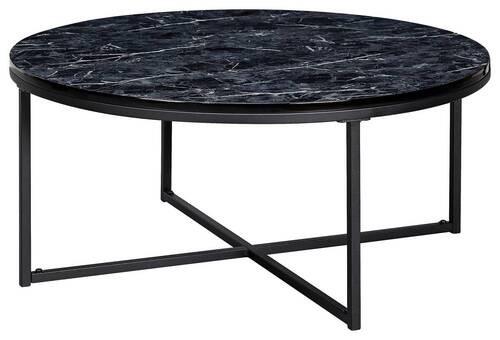 Couchtisch Marmoroptik ca. 80x36 cm Gestell Schwarz - Schwarz, KONVENTIONELL, Holzwerkstoff/Metall (80/36cm) - MID.YOU