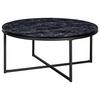 Couchtisch Marmoroptik ca. 80x36 cm Gestell Schwarz - Schwarz, KONVENTIONELL, Holzwerkstoff/Metall (80/36cm) - MID.YOU