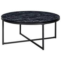 Couchtisch Marmoroptik ca. 80x36 cm Gestell Schwarz - Schwarz, KONVENTIONELL, Holzwerkstoff/Metall (80/36cm) - MID.YOU