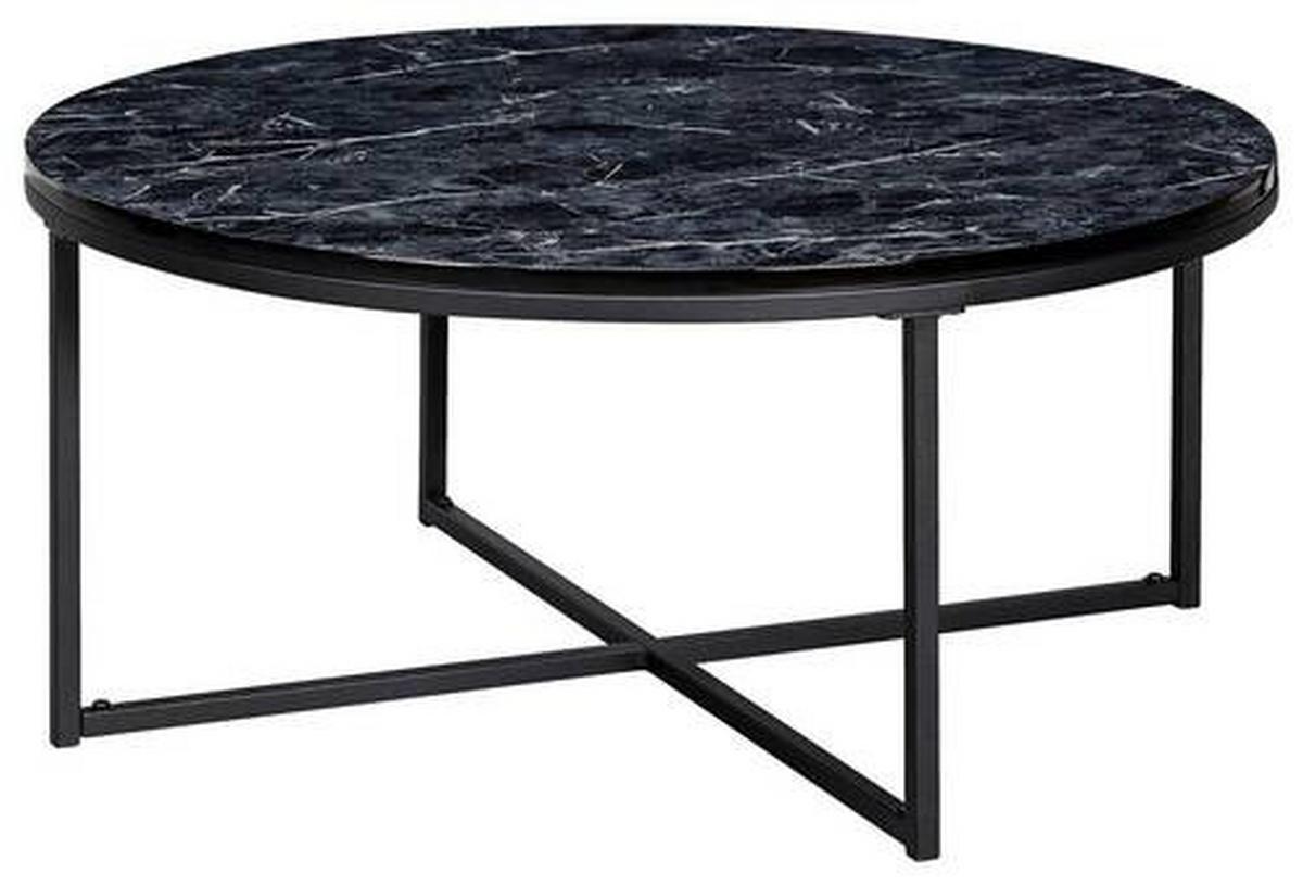 Couchtisch Marmoroptik ca. 80x36 cm Gestell Schwarz - Schwarz, KONVENTIONELL, Holzwerkstoff/Metall (80/36cm) - MID.YOU