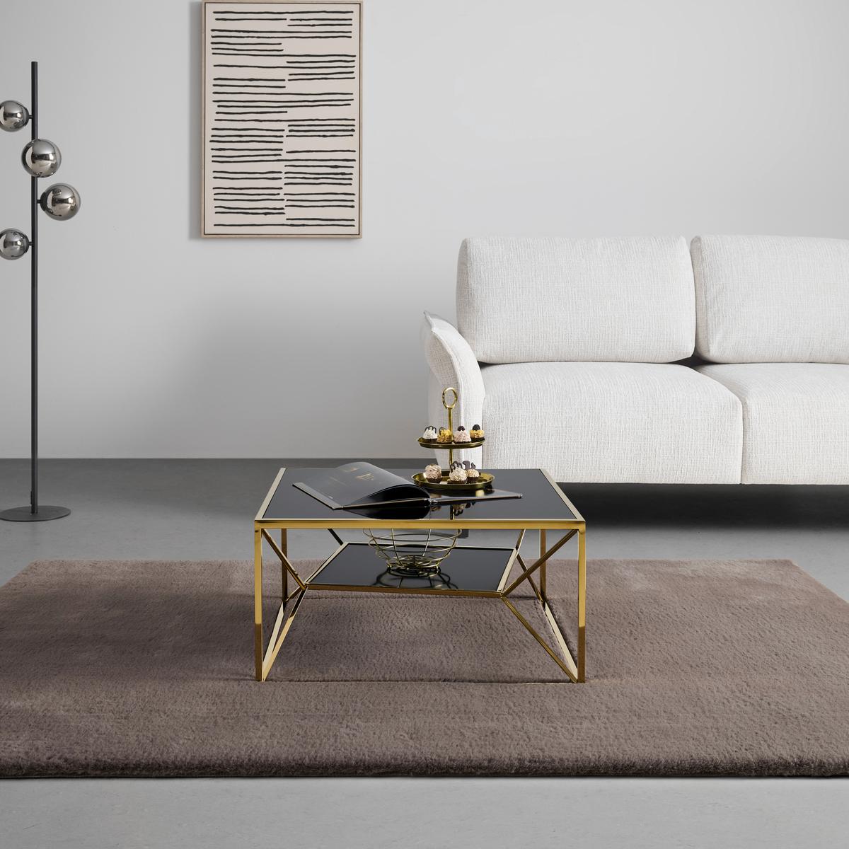 Klubska Miza Angel Ii - zlate barve/črna, Moderno, kovina/steklo (70/38/70cm) - Mömax