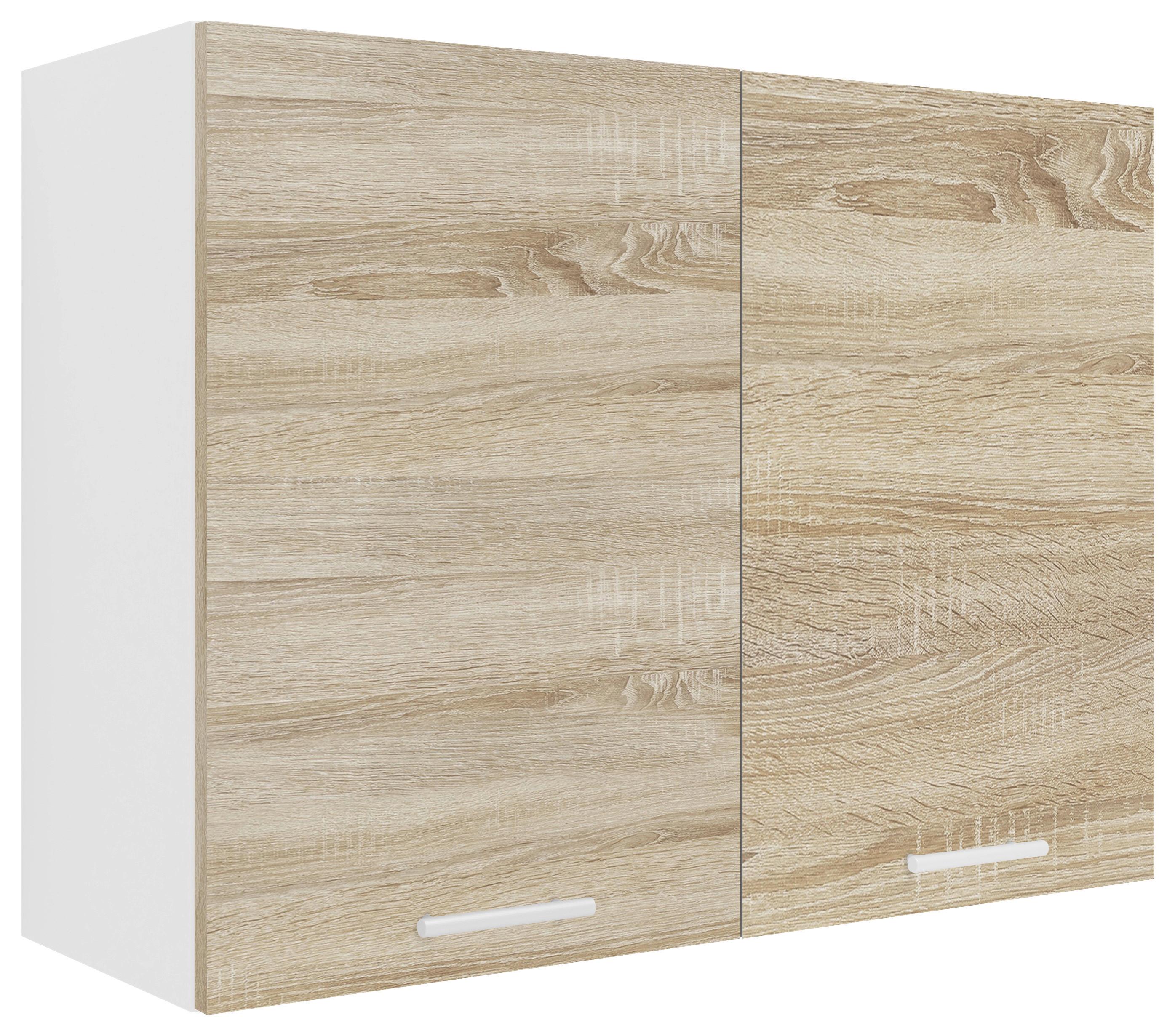 Kuhinjska Zgornja Omarica Esilo, Hrast, Bela - bela/barve aluminija, Konvencionalno, kovina/leseni material (80/60/31cm) - MID.YOU